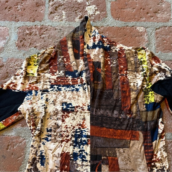 Gary Graham Small Batch Abstract Print Long Sleeve Silk Top - Picture 2 of 12